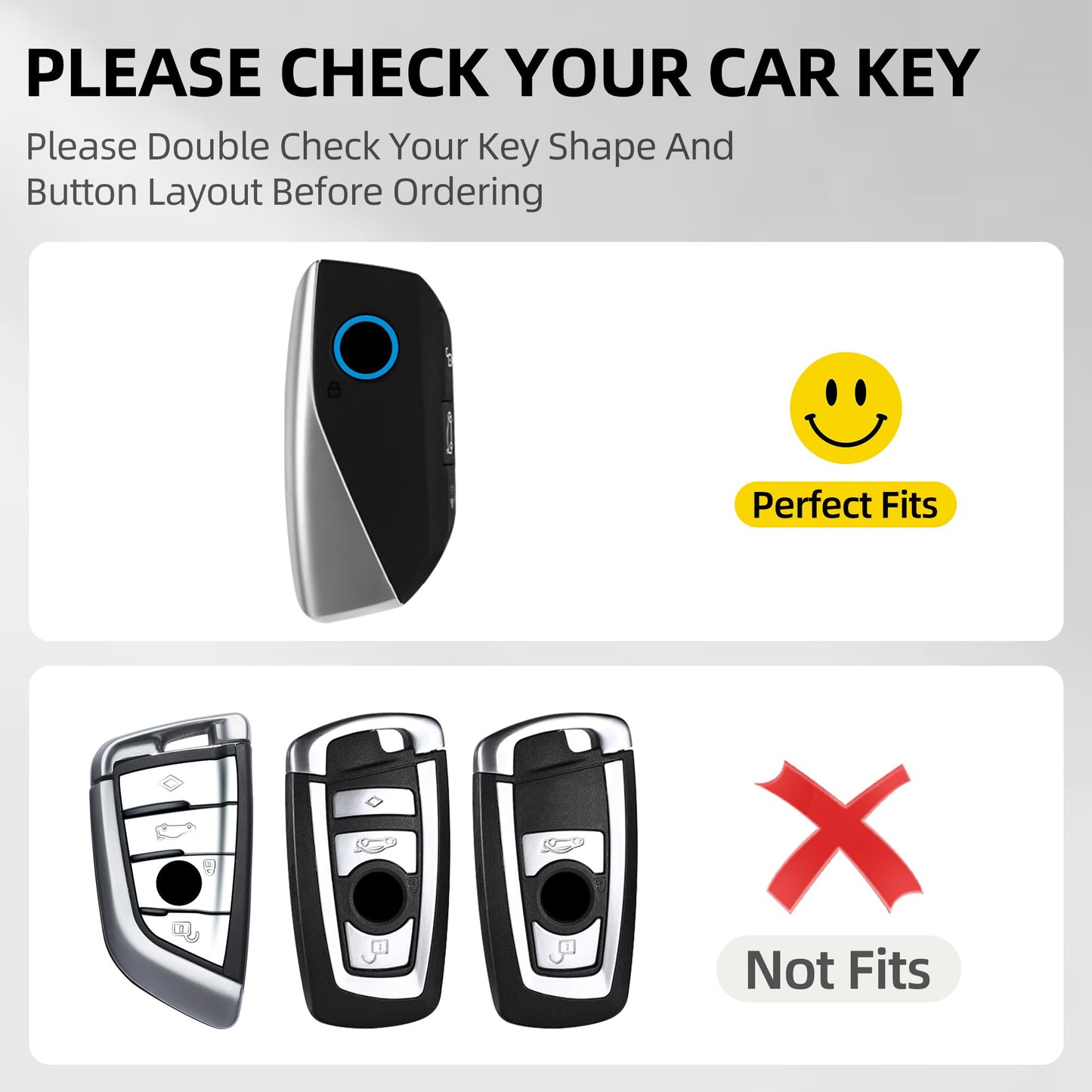 GripKeyShell™ for BMW Key Fob Cover, Leather + Soft TPU Car Key Case with Keychain Compatible with 2023–2026 5 7 Series 740i 760i, X1 X2 X3 X5 X6 X7, i5 i7 iX iX3 XM Smart Key