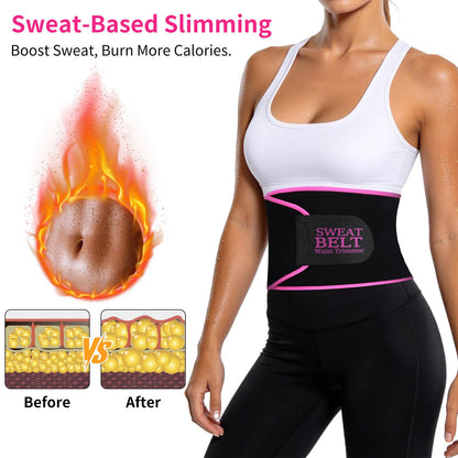 Lisacool Waist Trainer for Women Lower Belly Fat,Waist Sweat Band for Women,Belly Band Tummy Control & Workout Waist Trimmer Black/Pink