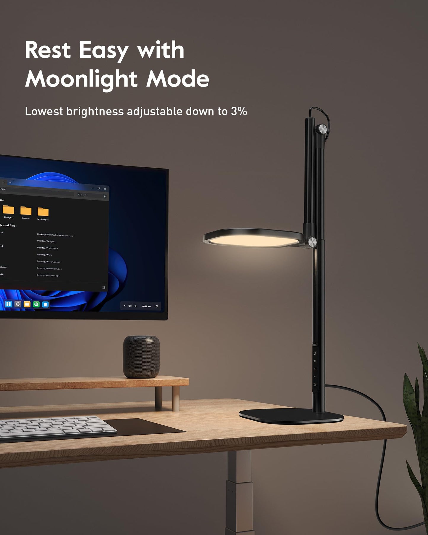 LitONES Led Desk Lamps for Home Office with Base, Tall Desk Lamp with 50 Light Modes & Memory and Timer Func Computer Light, Flexible Adjustable Table Lamps for Video Conference, Architect or Study
