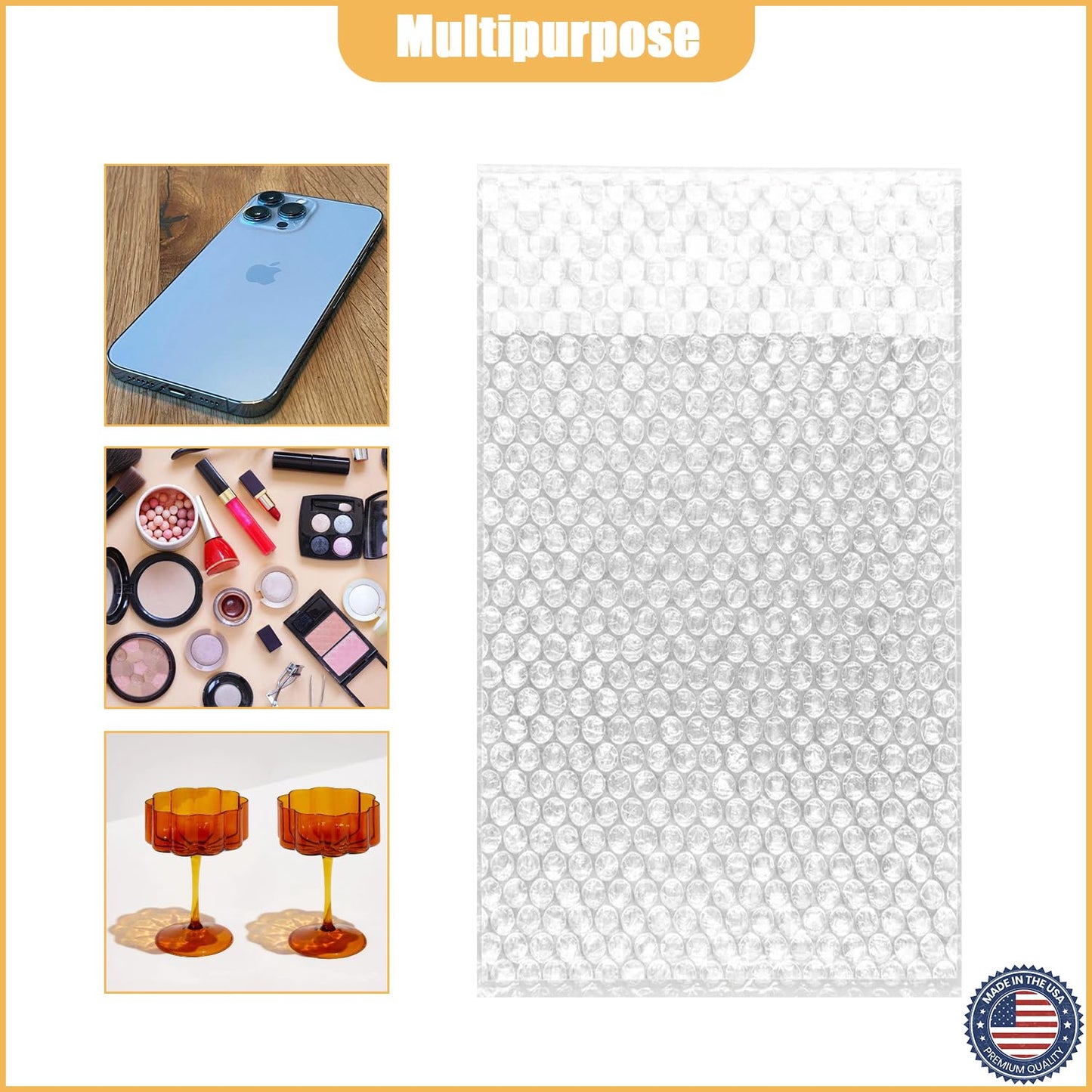 100 Pcs Bubble Pouches Wrap, 4" x 5.5" Self-Sealing Clear Bubble Bags, Double Thickened Wall Shockproof Pouch Wrap Bag for Moving and Storage, Shipping and Packing Supplies for Dishes Glasses Plates