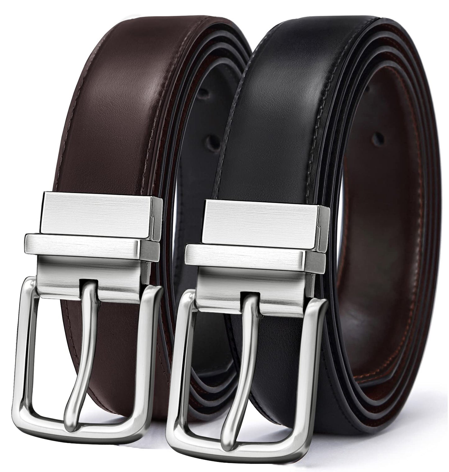 BULLIANT Men's Belt,Reversible Belt Adjustable For Gift Men 1.25”-Cut For Fit-2 Sides in 1 Belt(Not 2)(Black/Antique Coffee,40"-42" Waist Adjustable)
