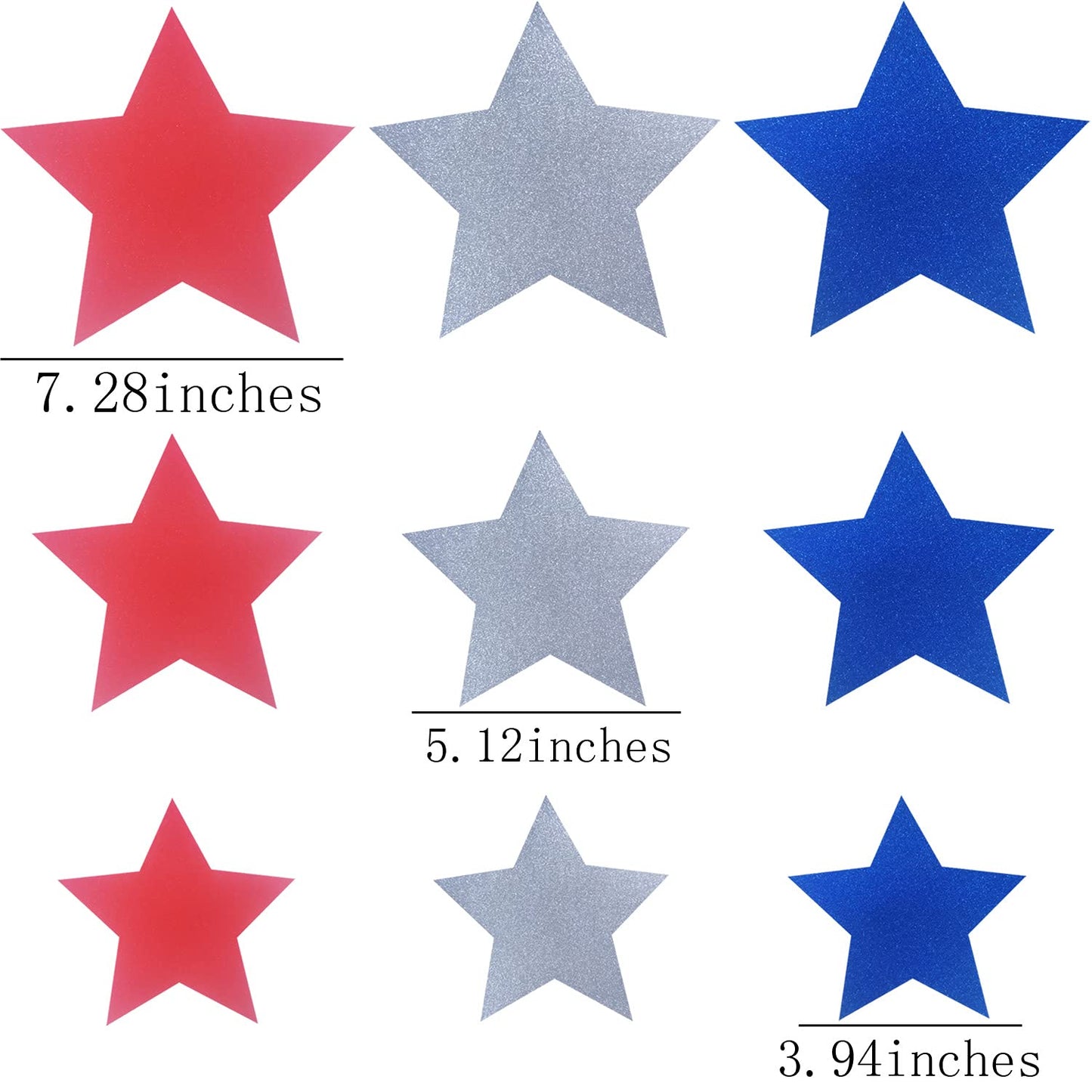 Aflyu Patriotic Star Cutouts Glitter Cutouts Kit 4th of July Decoration for Independence Day 45 Pieces