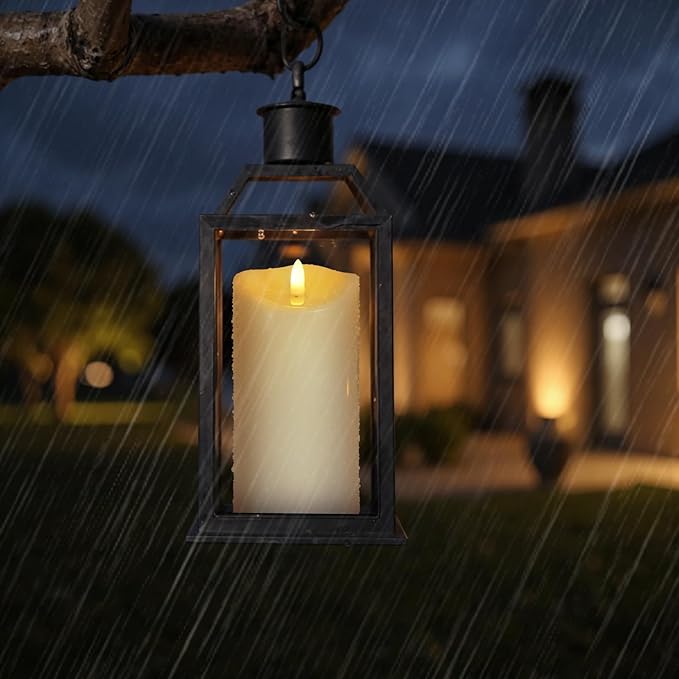 NURADA Outdoor Flameless Candles with Remote Timer - Waterproof Realistic Flickering LED Pillar Electric Battery Operated Fake Candle for Holiday Home Wedding Fireplace Decor - Ivory 2 Pack (6" 6")