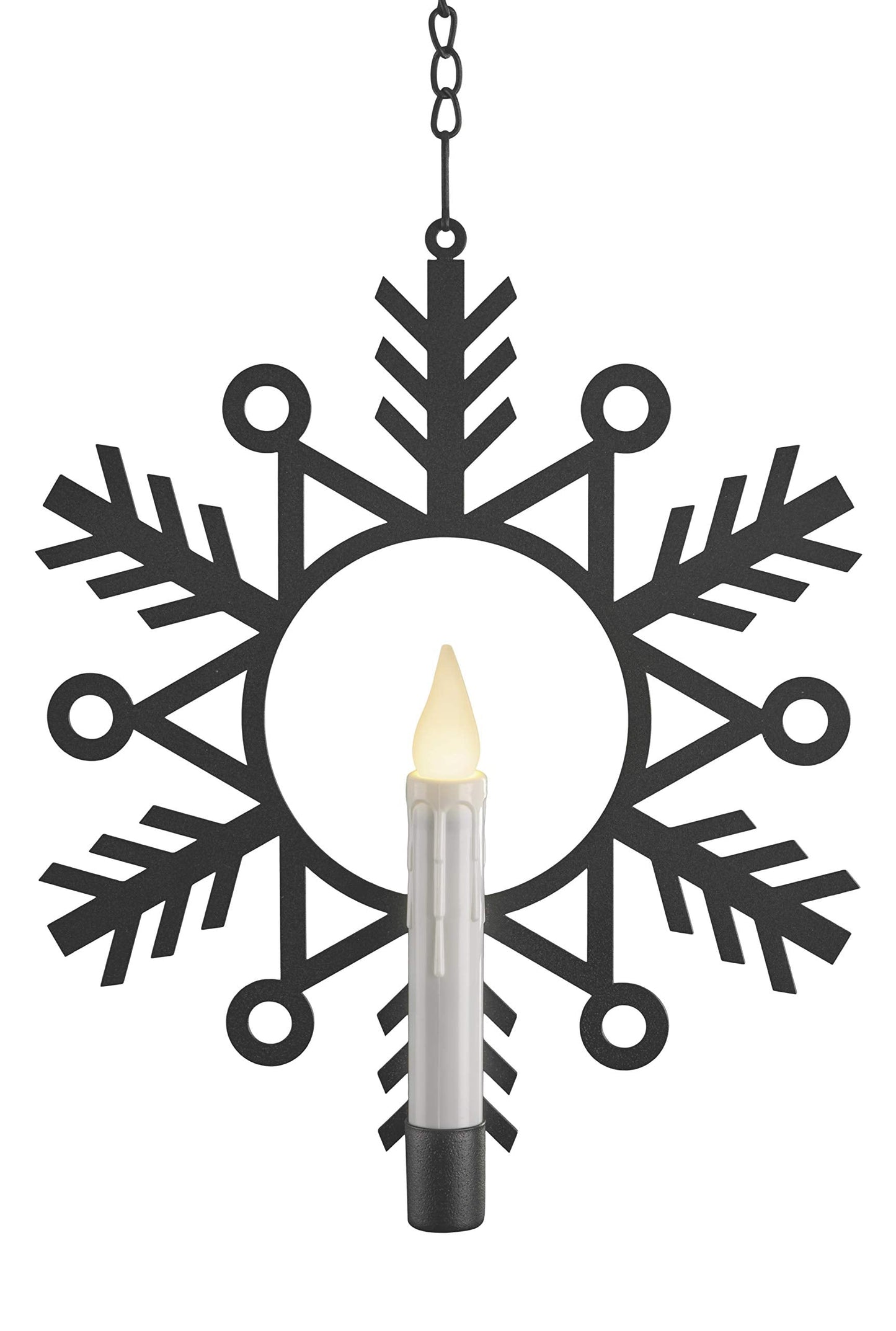 Xodus Innovations CW1500A-4 Battery Powered Metal Snowflake Window Wreath with Warm White Flickering Flameless Candle Light and Automatic Timer, Black and White, Pack of 4