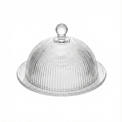 WENMAQIN Small Cake Stand Dessert Serving Tray with Lid,5.5 inch Glass Cake Dome with Base Serving Dishes and Cloche Cover,Cake Holder Server for Cheese, Candy, Christmas,Birthday,Party (01)