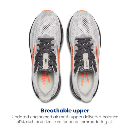 Brooks Men’s Ghost 17 Neutral Running Shoe - Oyster Mushroom/Orange/Ebony - 10 Wide