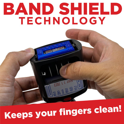Mark 2000 Self-Inking Rubber Date Office Stamp with Received Phrase - Blue Ink & Date Red Ink - 12-Year Band