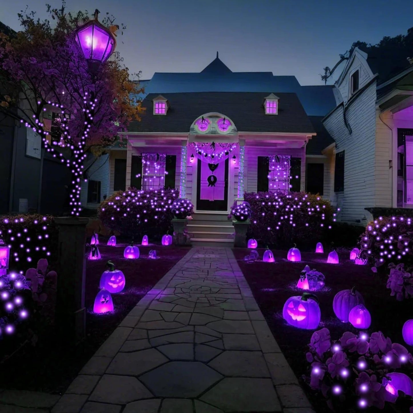 Kwaiffeo Purple Christmas Lights, 100FT 300LED String Light Outdoor Indoor, 8 Modes Connectable Purple Lights for Christmas Halloween Decorations Outside, Fairy Light for Party Yard Tree Decor