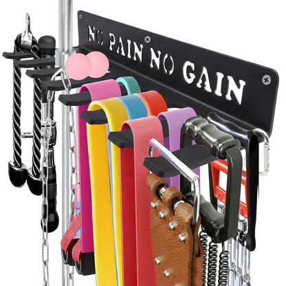 WIPHANY Home Gym Accessories Organization Storage Rack Equipment For Home 8 Hook Wall Hanger Display Gear Barbells Resistance Bands Jump Ropes Lifting Belt Hanger Accessories Hardware Included