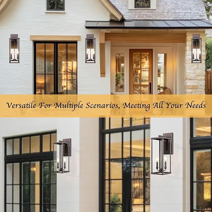 Bestshared Outdoor Wall Sconce Light, 20 Inch Tall Exterior Wall Lighting Fixture with Clear Glass, Anti-Rust Outside Porch Lighting Lamp for House Front Doorway Patio (Rust, 20"-1 Pack)
