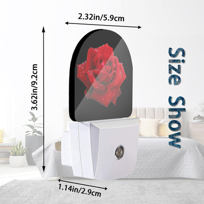 Axxitude Red Rose Raindrops Night Lights Plug into Wall for Girls Boys Room,Night Light LED Lamp Dusk to Dawn Sensor Round Lamp for Bedroom Bathroom Hallway Home Wall Decor Nightlight
