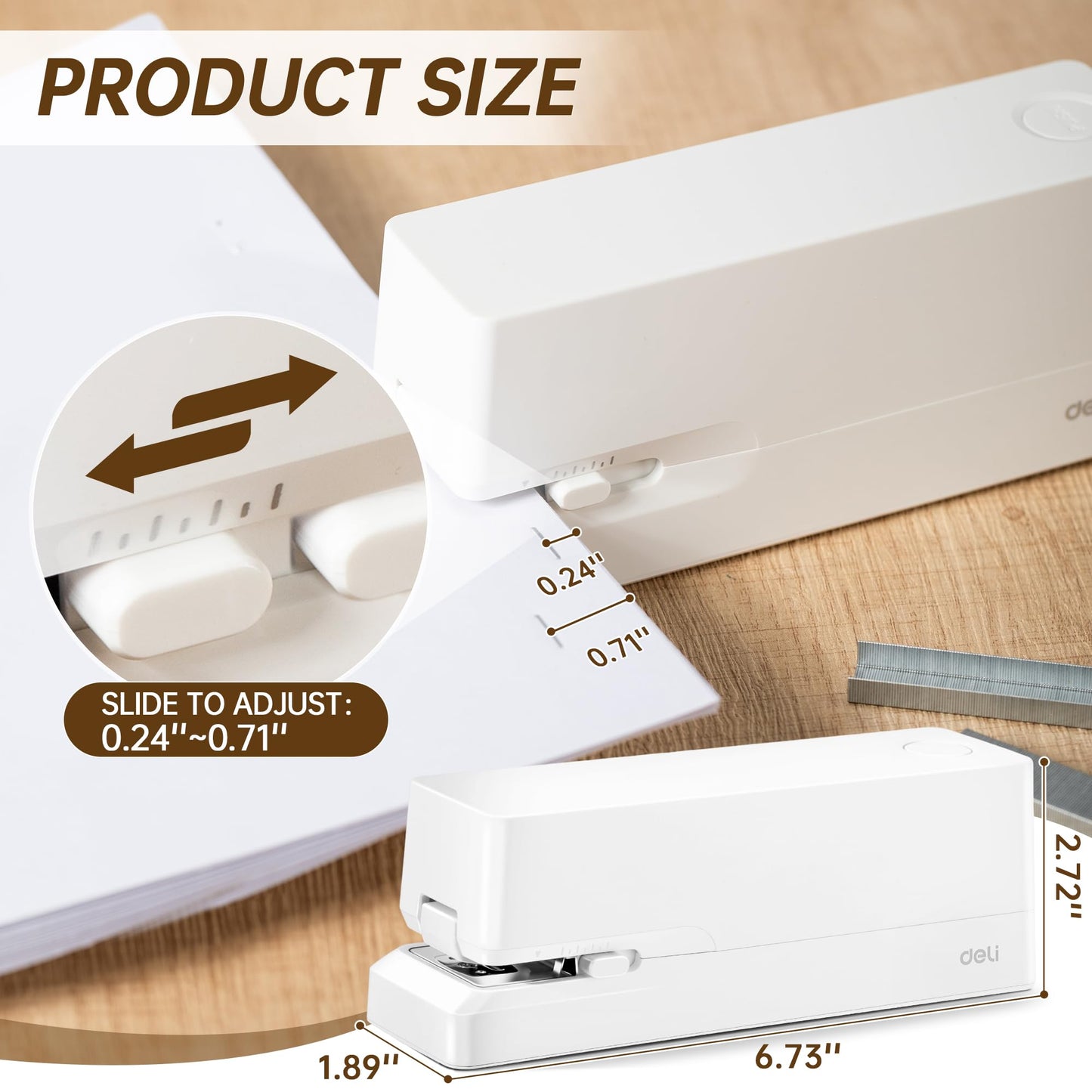 Deli Electric Stapler, Automatic Staplers for Desk with 2000 Staples & Staple Remover, 25-Sheet Capacity, No-Jam, AC or Battery Powered Staplers for Office Home School, White