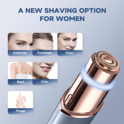Facial Hair Removal for Women, Electric Painless Rechargeable Facial Hair Remover for Face, Lip, Chin with 2 x Replacement Heads