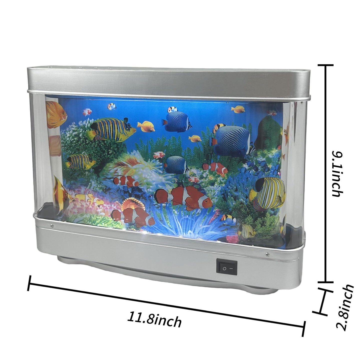 Tokenkuko Fake Motion Fish Tank Mini Aquarium, Artificial Tropical Decorative Lamp Night Light with Moving Fish, Gift for Family(US Plug)