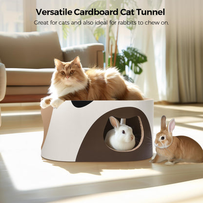 MSBC Big Cat Scratcher Lounge, Corrugated Cardboard Cat Scratcher House with Hole, Large Scratching Lounger Bed, Cat Scratching Pad for Indoor Cats as Furniture Protector, Rabbit Cardboard House