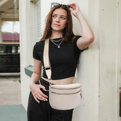 Nylon Crossbody Bags Bum Bag for Women Large Sling Bag Purse with Adjustable Strap（Black）