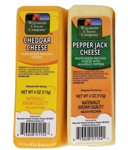 Wisconsin Cheese Company - Wisconsin Cheddar & Pepper Jack Cheese and Cracker Gift Box - 100% Wisconsin Cheese | Perfect for Parties, Charcuterie Boards and Birthdays