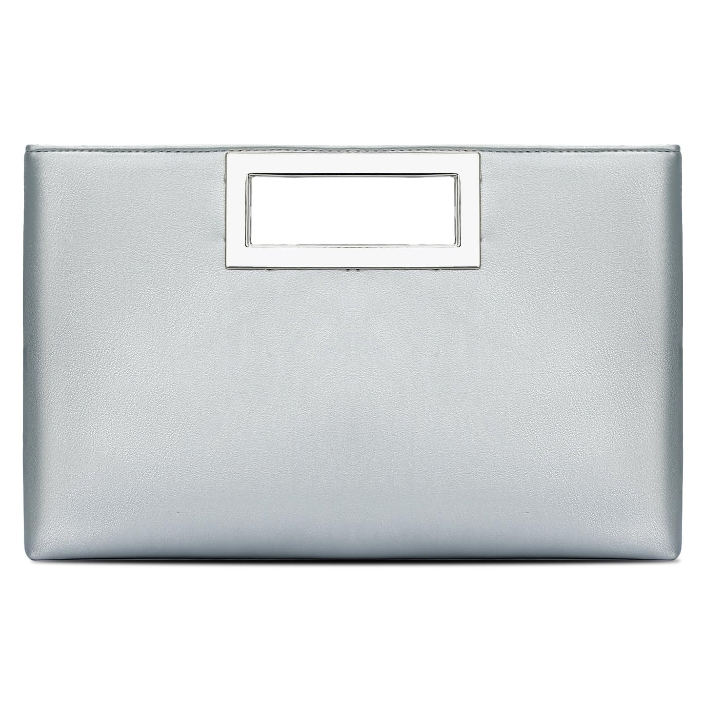 KKXIU Clutch Purse for Women Vegan Leather Evening Bag Formal Handbag for Wedding Party Prom Bridal (Silver)