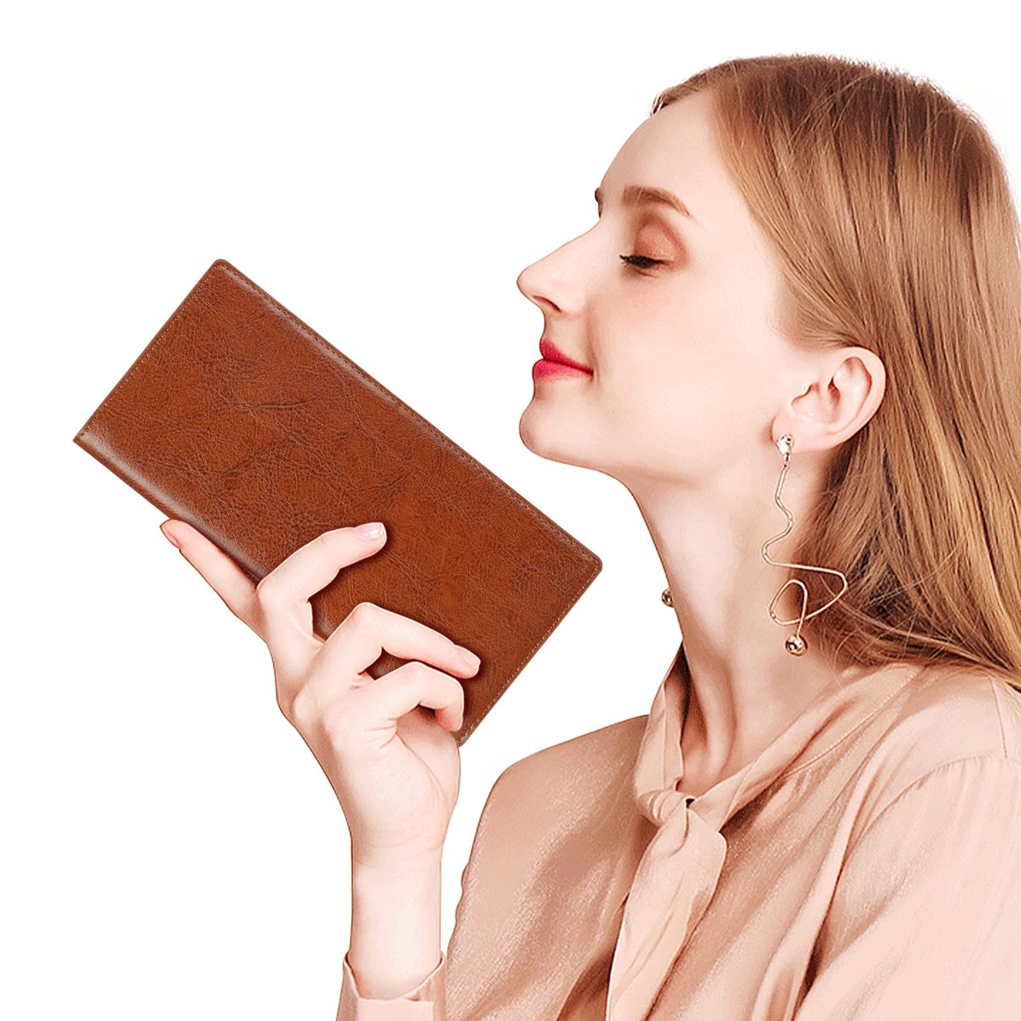 Lavemi Ultra Slim Thin Leather Women Wallet RFID Blocking Credit Card Holder Bifold Long Ladies Billfold (2-Waxed Brown)