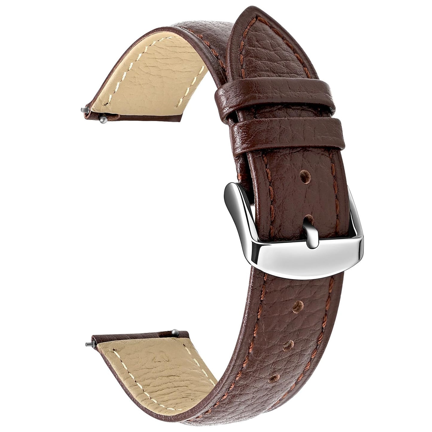 ULLCHRO Genuine Leather Watch Strap Quick Release Watch Band Vintage Alligator Grain Leather Strap Premium Top Grain with Stainless Steel Buckle, Soft Brown Calfskin for Men Wrist (20mm, Dark Brown)