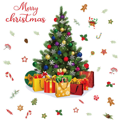 Amtoodopin Large Christmas Tree Wall Decals Xmas Pine Tree Wall Stickers Merry Christmas Quote Window Clings Peel and Stick Removable Vinyl DIY Wall Art for Nusery Playroom Bedroom