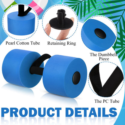 Soulchen Pool Exercise Equipment Water Dumbbells Pool Resistance Aerobic Weights EVA Foam Dumbbell with Handle Strip Assorted Size for Aqua Therapy Water Aerobics Weight Loss Fitness(Azure Glow)