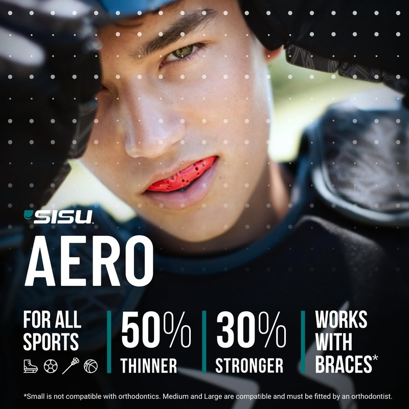 SISU Aero Small Mouthguard, Hot Pink - 30% Stronger Protection for Lacrosse, Football, Hockey, Roller Derby, Team Sports - Remoldable Up to 20 Times - Ultra Slim - Non Toxic