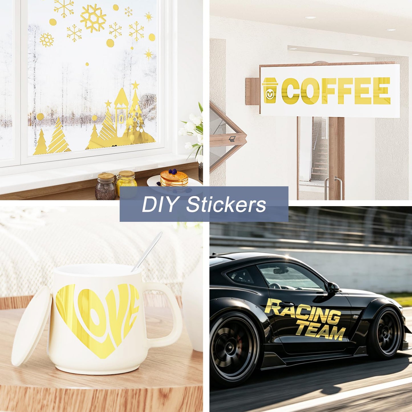 WESTICK Glossy Gold Contact Paper for DIY Project Flexible Gold Permanent Vinyl Wallpaper Self Adhesive Golden Cricut Vinyl Mirror Stickers for Home Decor Countertops Cabinets Walls 15.8" x 80"
