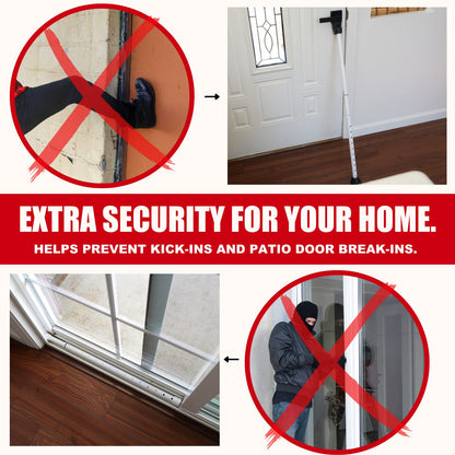 SecurityMan Door Security Bar, Heavy Duty 2-in-1 Door Stoppers Security Bar and Sliding Door Lock Bar (2 Pack) - Perfect Adjustable Door Jammer Door Stopper for Home, Hotel, and Apartment Security