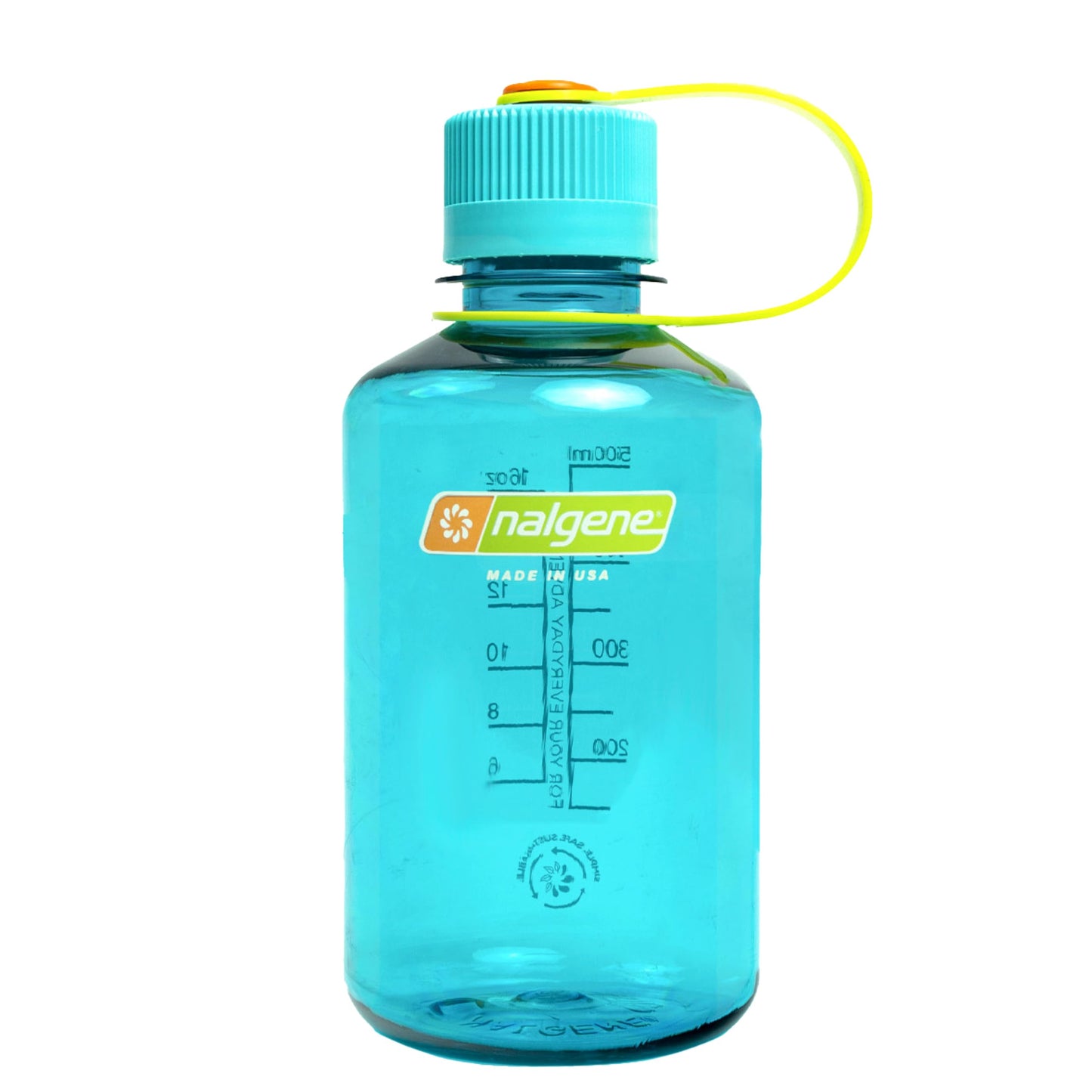 Nalgene Sustain Tritan BPA-Free Water Bottle Made with Material Derived from 50% Plastic Waste (using ISCC certified mass balance), 16 OZ, Narrow Mouth, Cerulean
