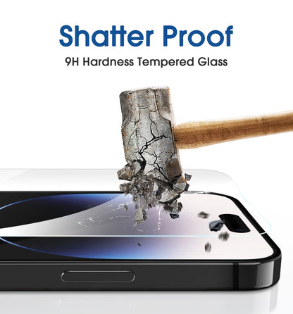 amFilm Easiest Installation OneTouch for iPhone 14 Pro [6.1 Inch] Screen Protector Tempered Glass, Auto-Alignment Tech, Bubble Free and Full Coverage Case Friendly, Anti-Scratch 2 Pack
