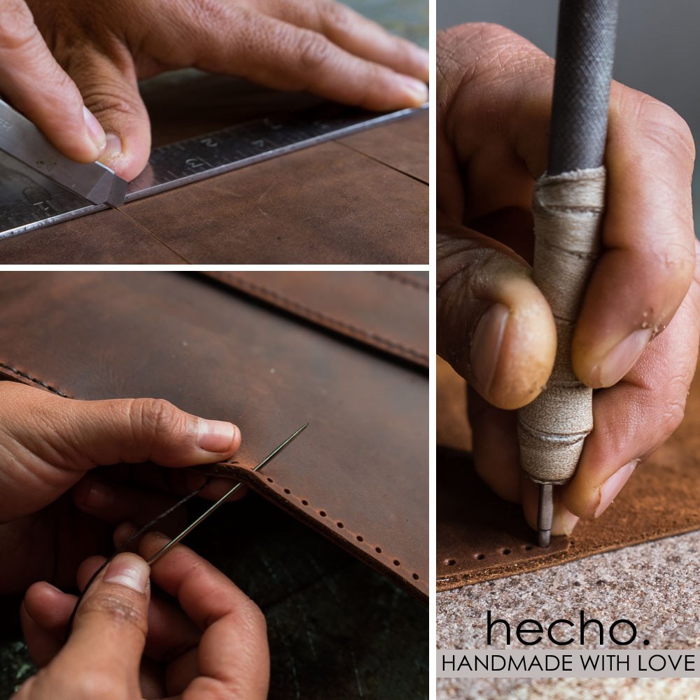 hecho. Brown Leather Camera Strap - Handmade & Fair Trade (Adjustable Leather Shoulder Strap compatible with Canon, Nikon, Sony Fujifilm, Kodak, Olympus and more, Camera Sling for Men & Women)