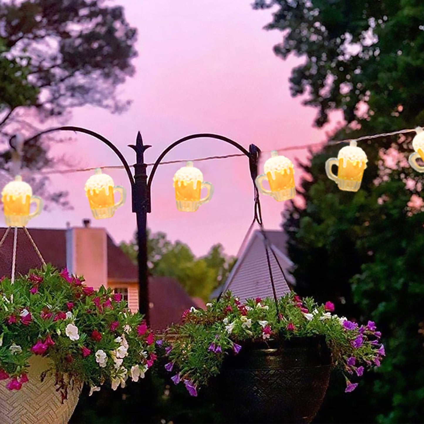Beer Mug String Lights Celebration Decor Lights, 8.5Ft Outdoor Tropical Lights with 10 3D Beer Cup Lights, Creative String Lights for Summer Themed Bar Party Bedroom Wedding Graduation Club Decor