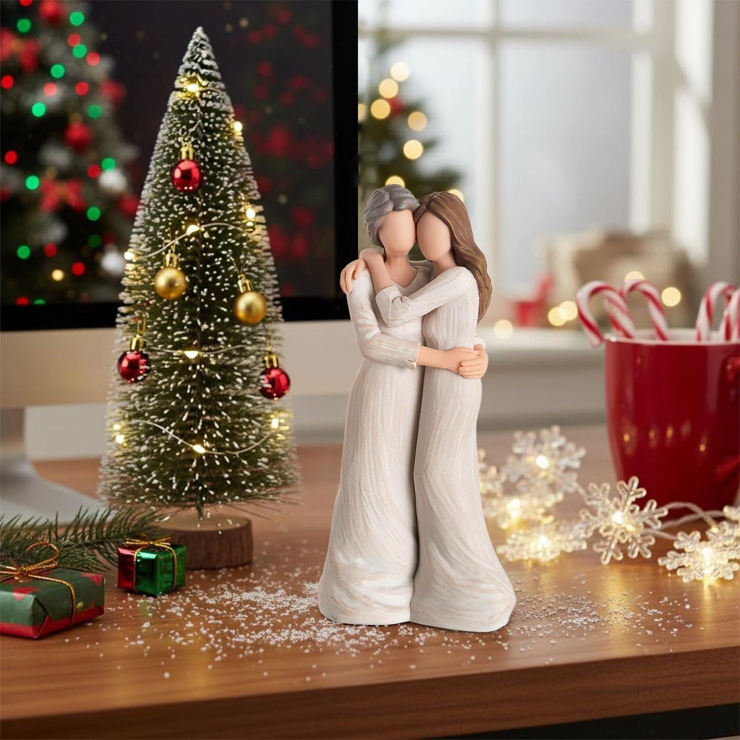 Storieme Sentimental Gifts for Mom from Daughter: Mother Daughter Hugging Resin Figurines Sculpture - Mom's Gift for Birthday Mother's Day Christmas Home Decor