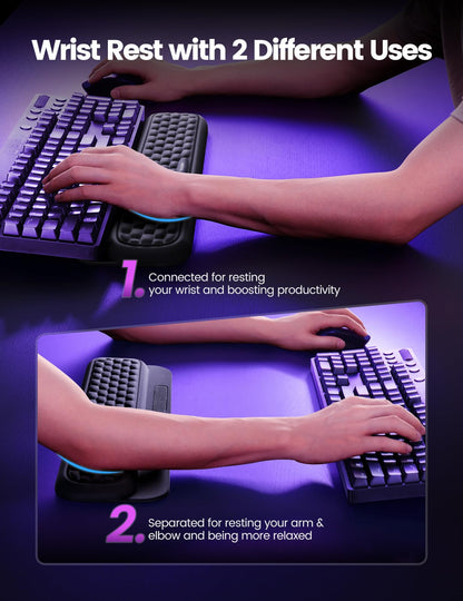 Vaydeer Keyboard Wrist Rest with Stickers, Full Mechanical Keyboard Support Pad, Desk Ergonomic Cushion for Computer Typing Office Work Home Gaming, Soft Memory Foam Arm Palm Hand Pain Relief Gift