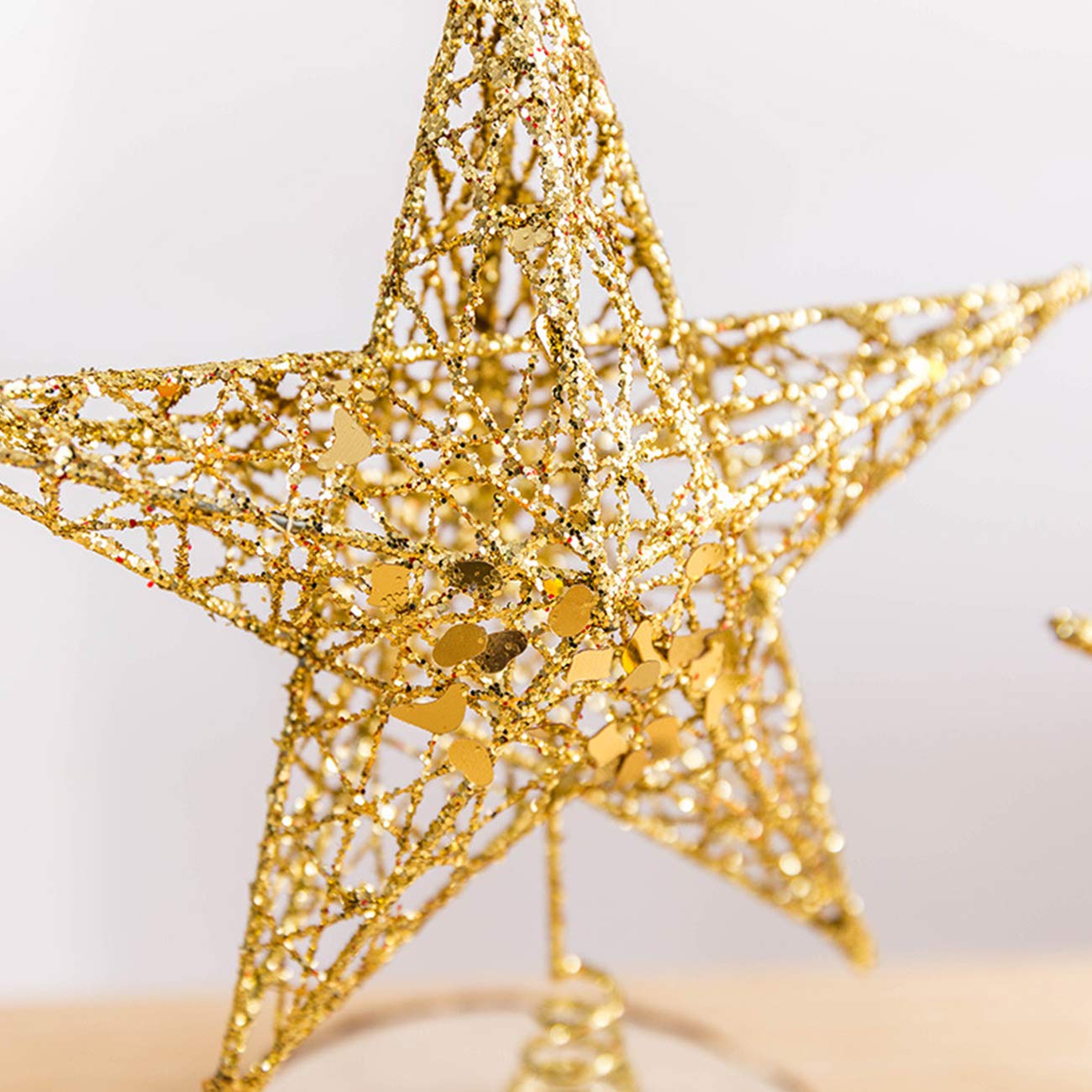Acronde 10” Christmas Tree Topper Star Christmas Tree Decoration Indoor Party Home Decoration (Gold)