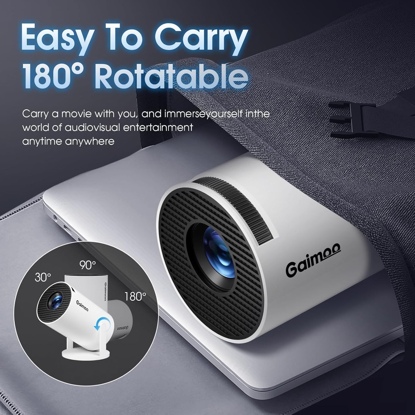 [Built-in App] Mini Projector with WiFi and Bluetooth 2025 Upgraded 1080P FHD 4K Support Projector with Mouse Portable Projector Auto Keystone Compatible with TV Stick/Memory Stick/USB/Laptop