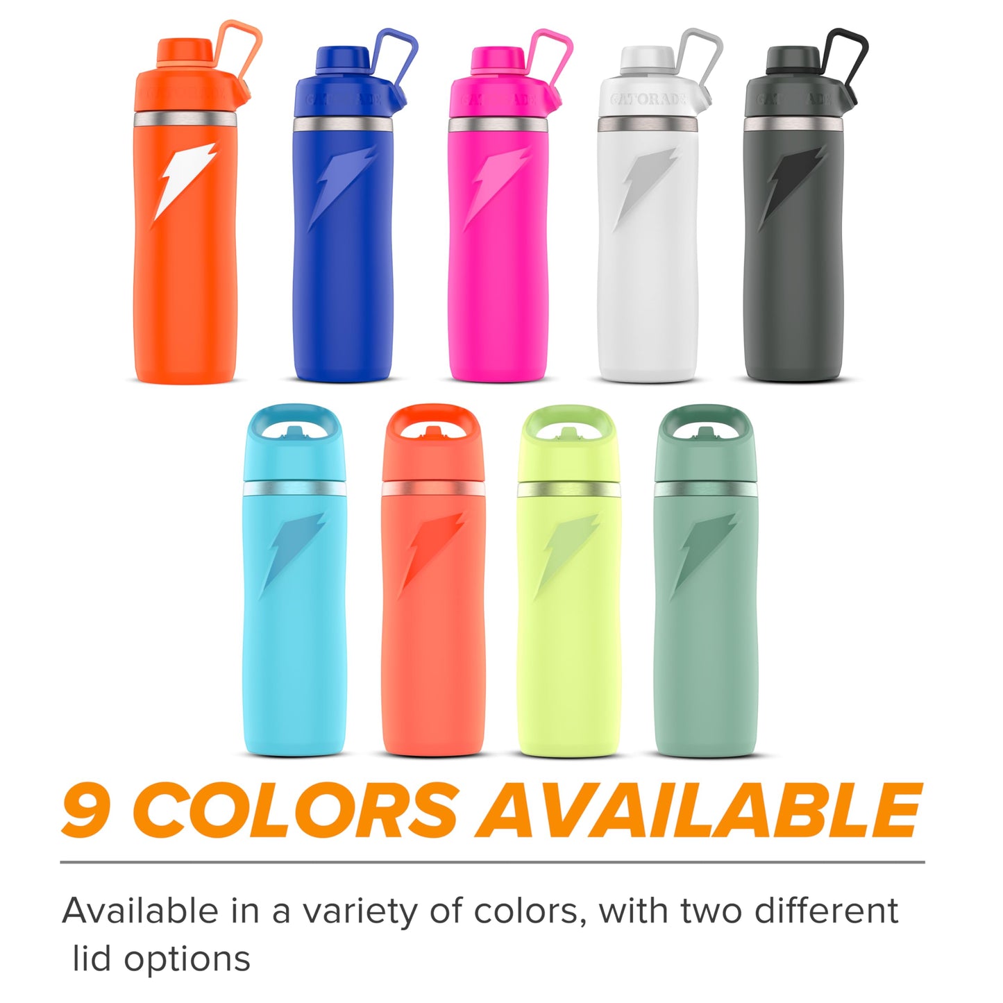 Gatorade 'Overtime' 22oz Stainless Steel Water Bottle, Twist Cap, Grey