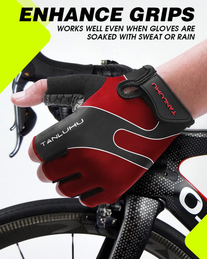 Tanluhu Cycling Gloves - Mountain Bike Half Finger Road Riding Gloves, Breathable, Shock-Absorbing, for Men and Women