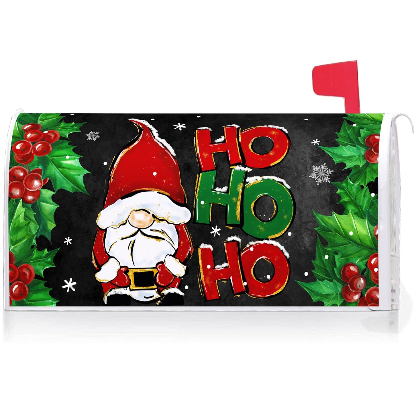 Texupday Ho Ho Ho Santa Christmas Gnome Snowflakes Decoration Mailbox Cover With Magnetic Strip Winter Holiday Mailbox Wraps Post Letter Box Cover Standard Size 21" X 18" for Garden Outdoor Yard Decor