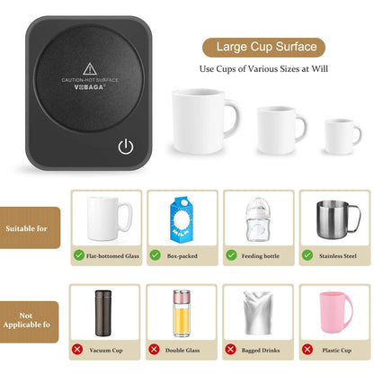 VOBAGA Mug Warmer Set, Coffee Warmer for Desk with 11oz Ceramic Mug, Auto Shut Off & 3-Temp Settings, Smart Coffee Cup Warmer, Home Office Essentials Coffee Set