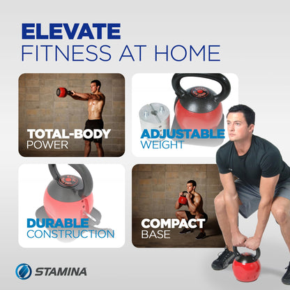 Stamina X Kettle Versa-Bell - 36 lbs Strength Training Kettlebell - Adjustable Kettlebell Weights with Smart Workout App - Kettlebell Weights for Home Workout