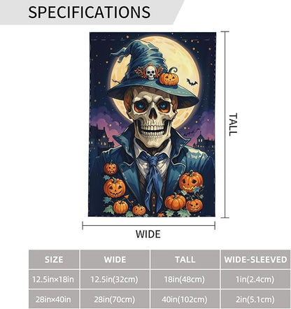 Halloween Skull Pumpkin Garden Flag for Fall Festival Porch Patio Farmhouse Outdoor Yard Decoration Vertical Double Sided Burlap 28 x 40 Inch