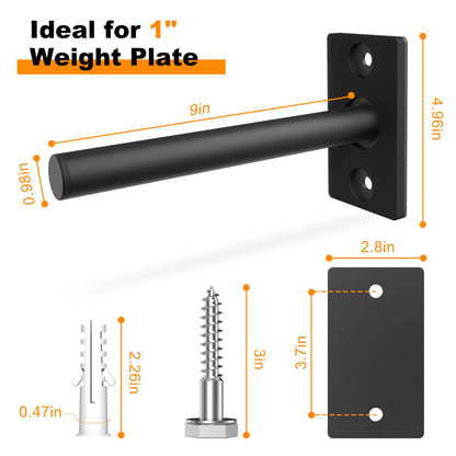 MIUONO Weight Plate Rack, Wall Mount Weight Plate Holder for 1" Plates, 5 Pack Weight Storage Racks Home Gym Organizer