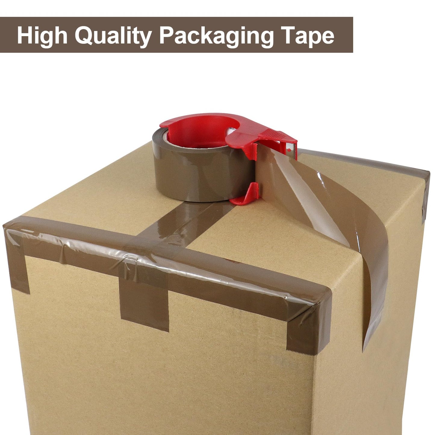 BOMEI PACK Brown Packing Tape with Dispenser, 2.6 mil 1.88 inch x 55 Yards 12 Pack Total 660 Yards, Heavy Duty Brown Tape Package Refills for Shipping, Mailing, Moving & Storage