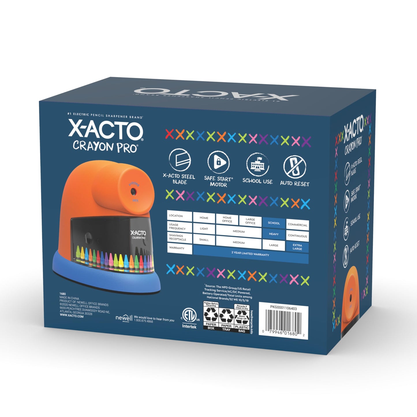 X-ACTO Crayon Pro Electric Sharpener, SafeStart Automatic Motor, 1 Count - Great for Home or School Classroom Use