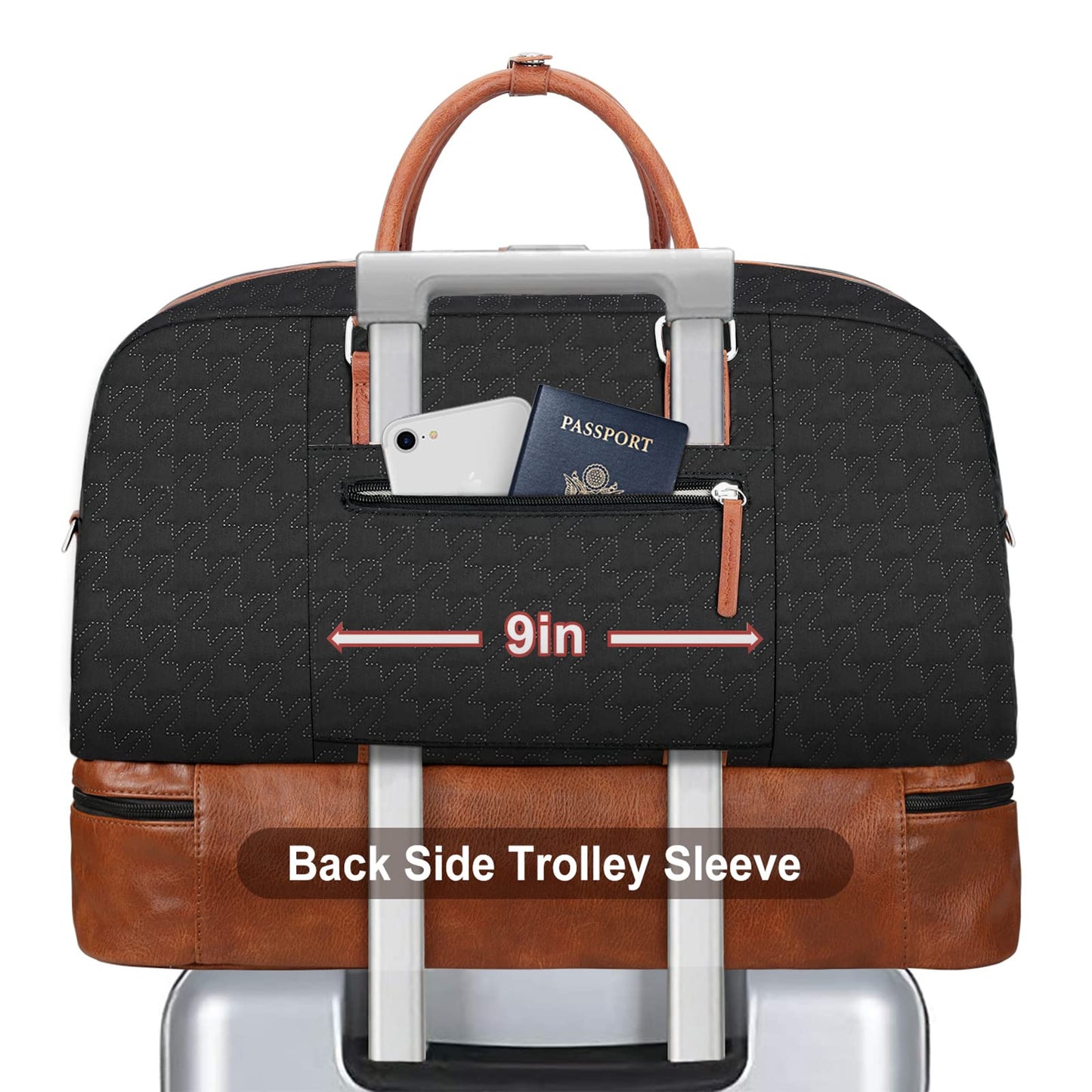 Weekender Bag for Women, Large Overnight Bag Canvas Travel Duffel Bag Carry On Tote with Shoe Compartment 21" 3Pcs Set