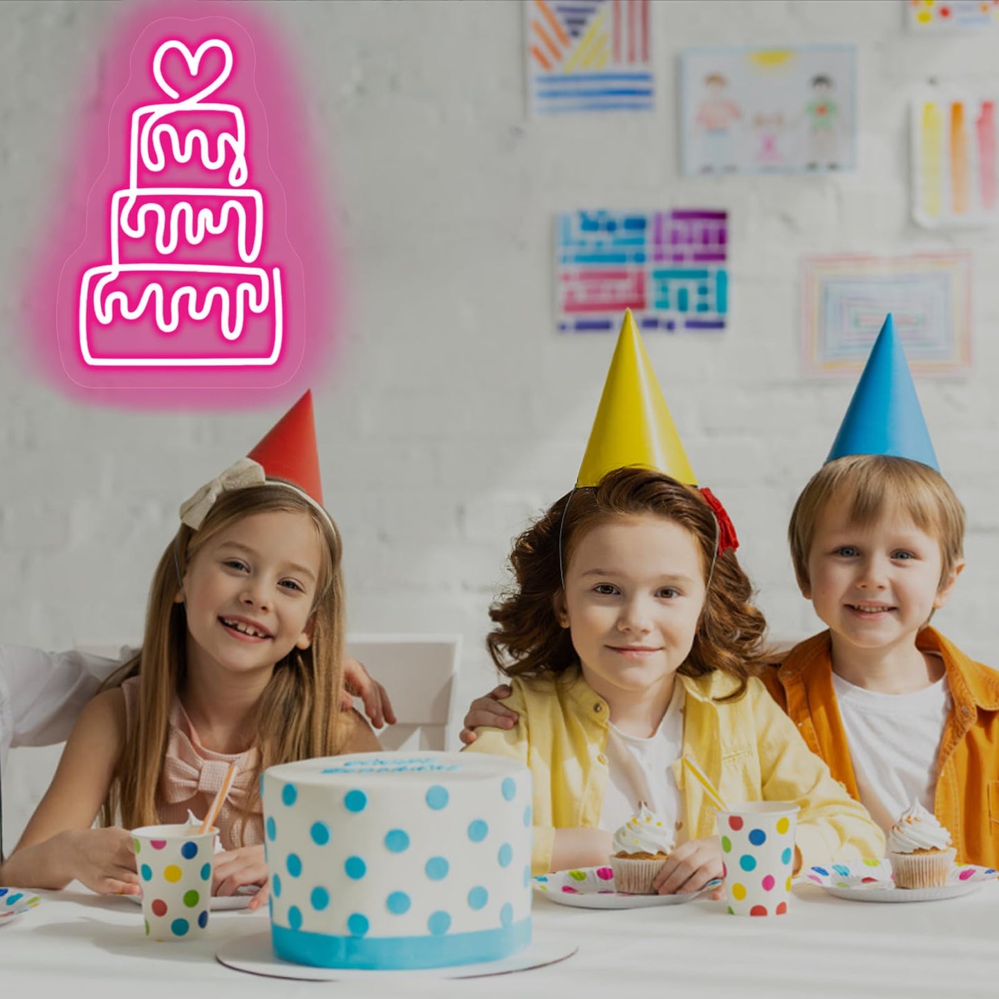 Birthday Cake Neon Sign for Wall Decor LED Dimmable Acrylic Neon Light up Birthday Party Sign Banner Handmade Wall Art Lights for Food Shop shops Christmas Birthday Party Gift,