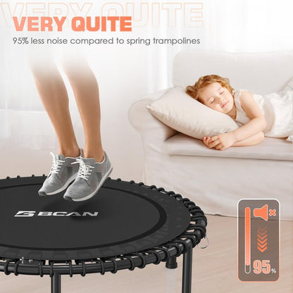 BCAN 450/550LBS Rebounder Trampoline for Adults, 40"/48" Foldable Mini Trampoline with Durable Bungees, Quiet & Stable Exercise Rebounder Trampoline for Indoor/Garden Workout- 40IN-Black