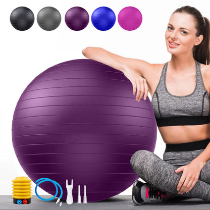 Soft Exercise Ball, Anti-Burst Yoga Ball Chair Supports 2200lbs, Stability Swiss Ball w/Pump for Pregnancy Birthing, Excersize, Workout, Fitness, Balance, Gym, Physio, Abs (Office & Home & School)